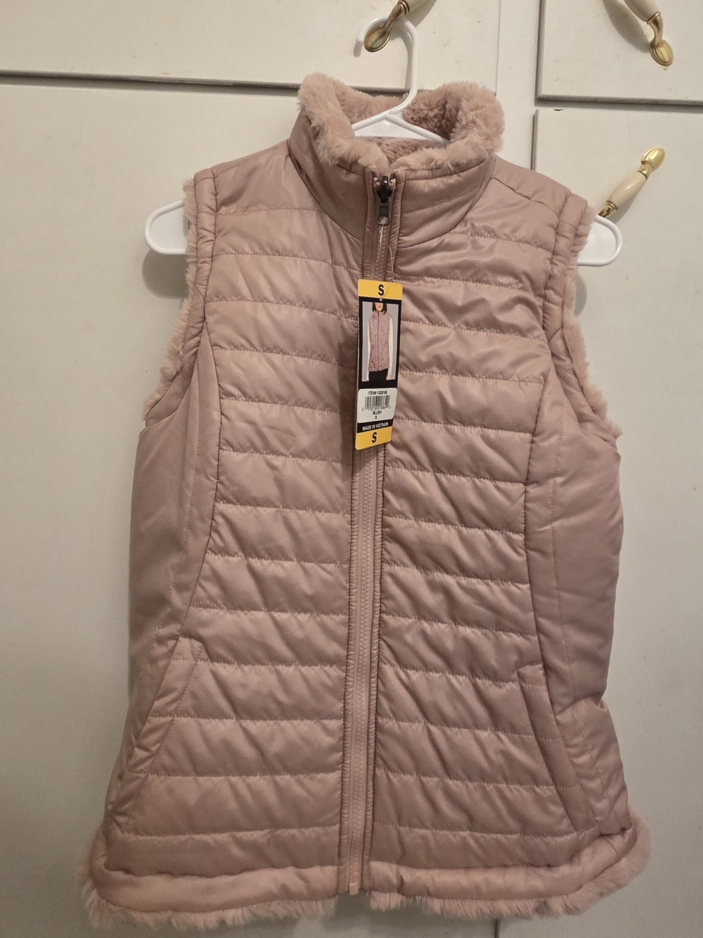 Reversible Quilted Pink Vest with Faux Fur NWT
